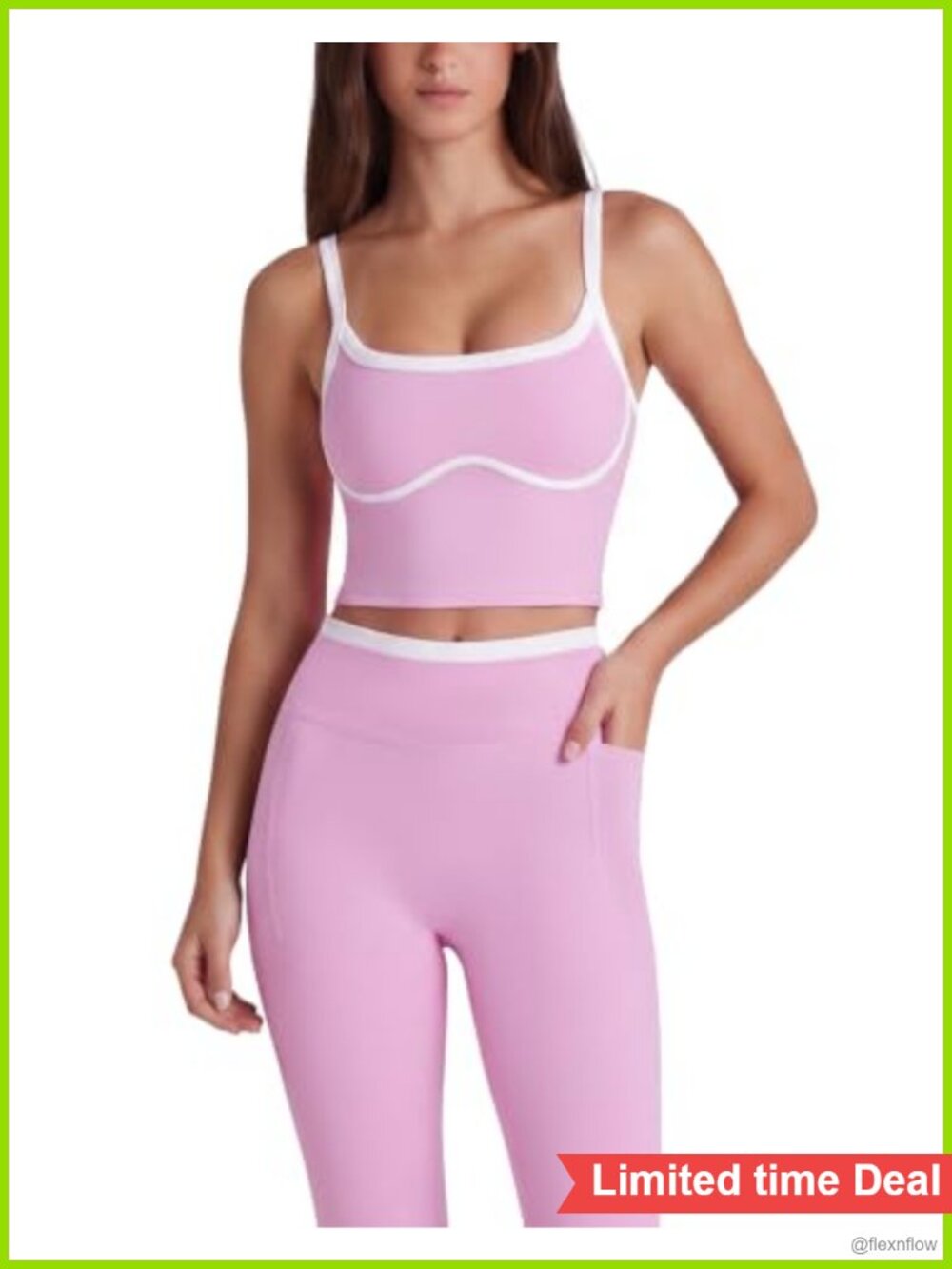 Womens 2 Piece Workout Set High Waist Yoga Pants with Pockets Sleeveless Sports